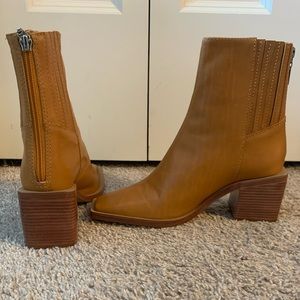 Schutz square toe leather bootie